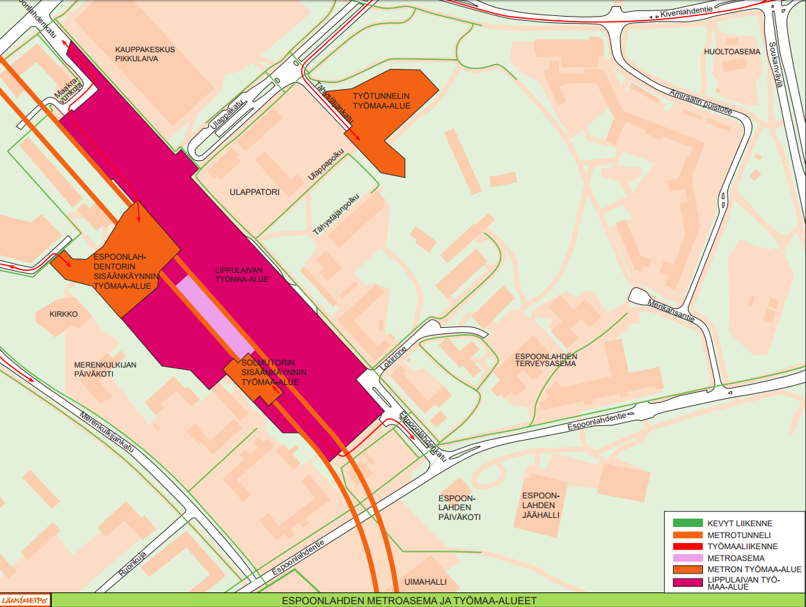 Excavation of Espoonlahdentori entrance to begin at Espoonlahti –  excavation of the station continues until end of year | Länsimetro