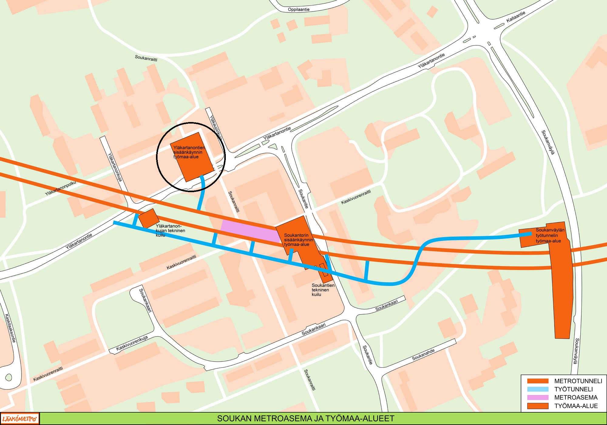 Excavation until December at the Yläkartanontie entrance | Länsimetro